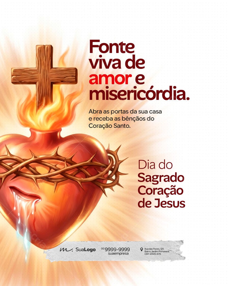 Post Instagram Sagrado Coração de Jesus PSD Editável