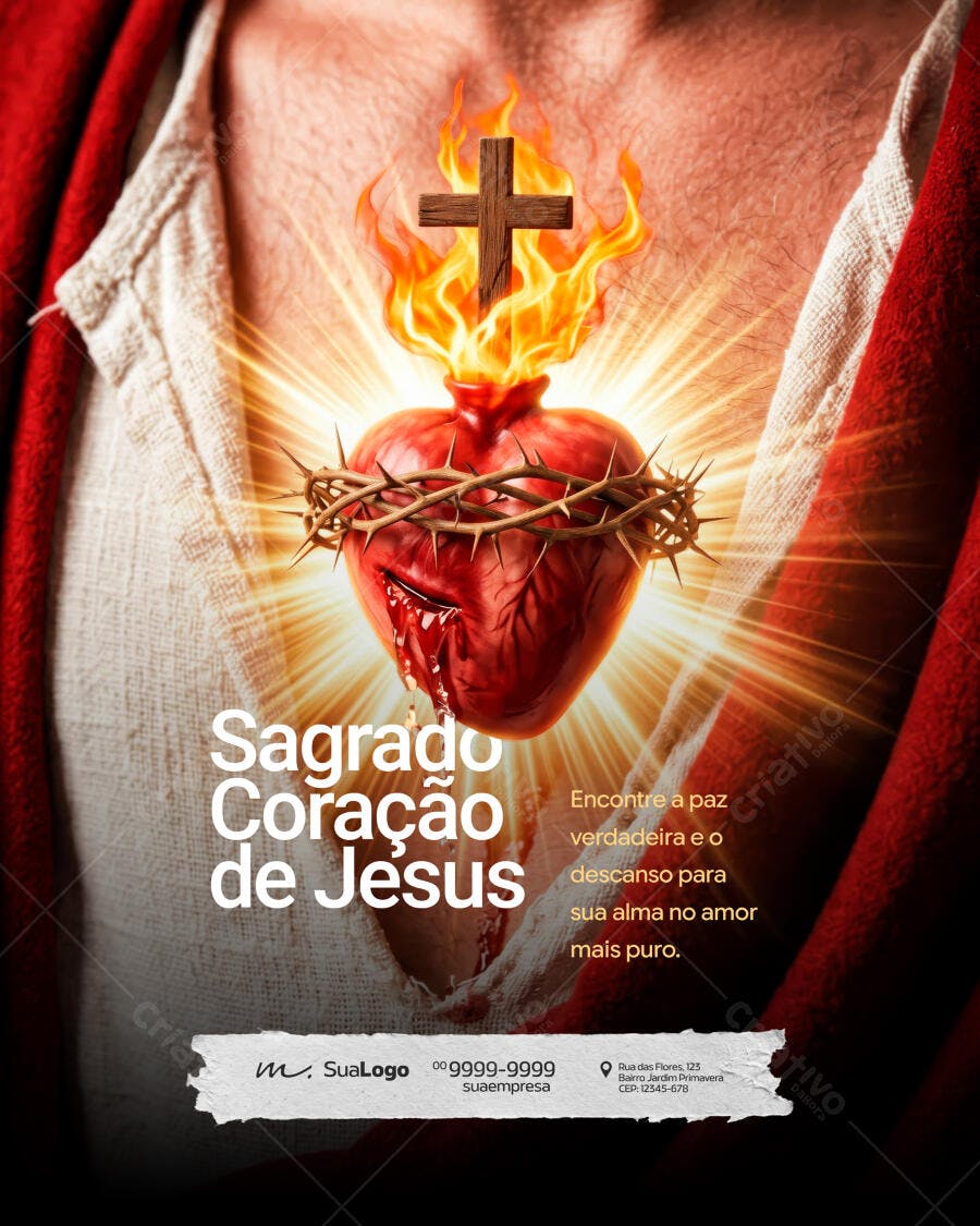 Post Sagrado Coração de Jesus Religioso PSD Editável