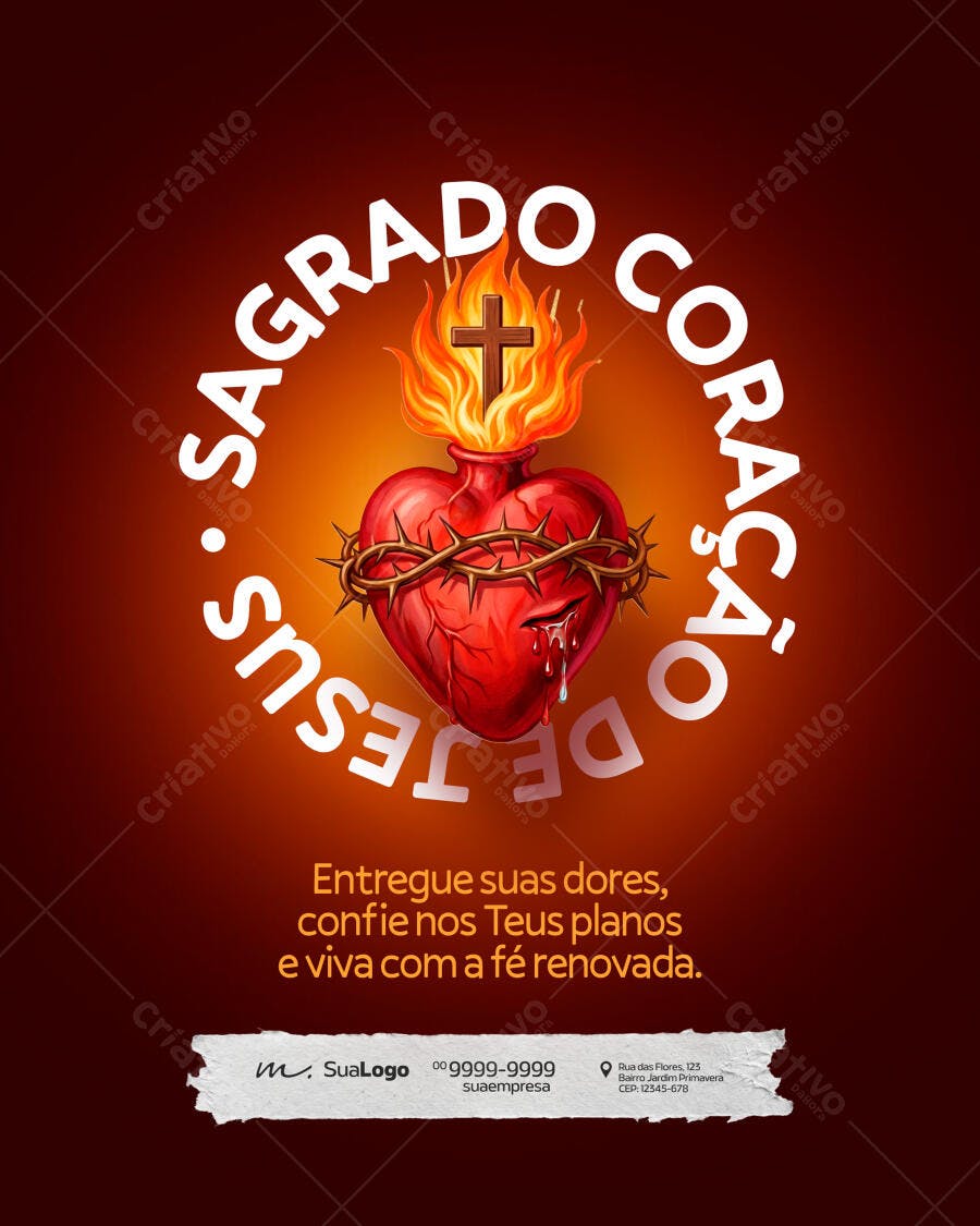 Post Sagrado Coração de Jesus Religioso PSD Editável