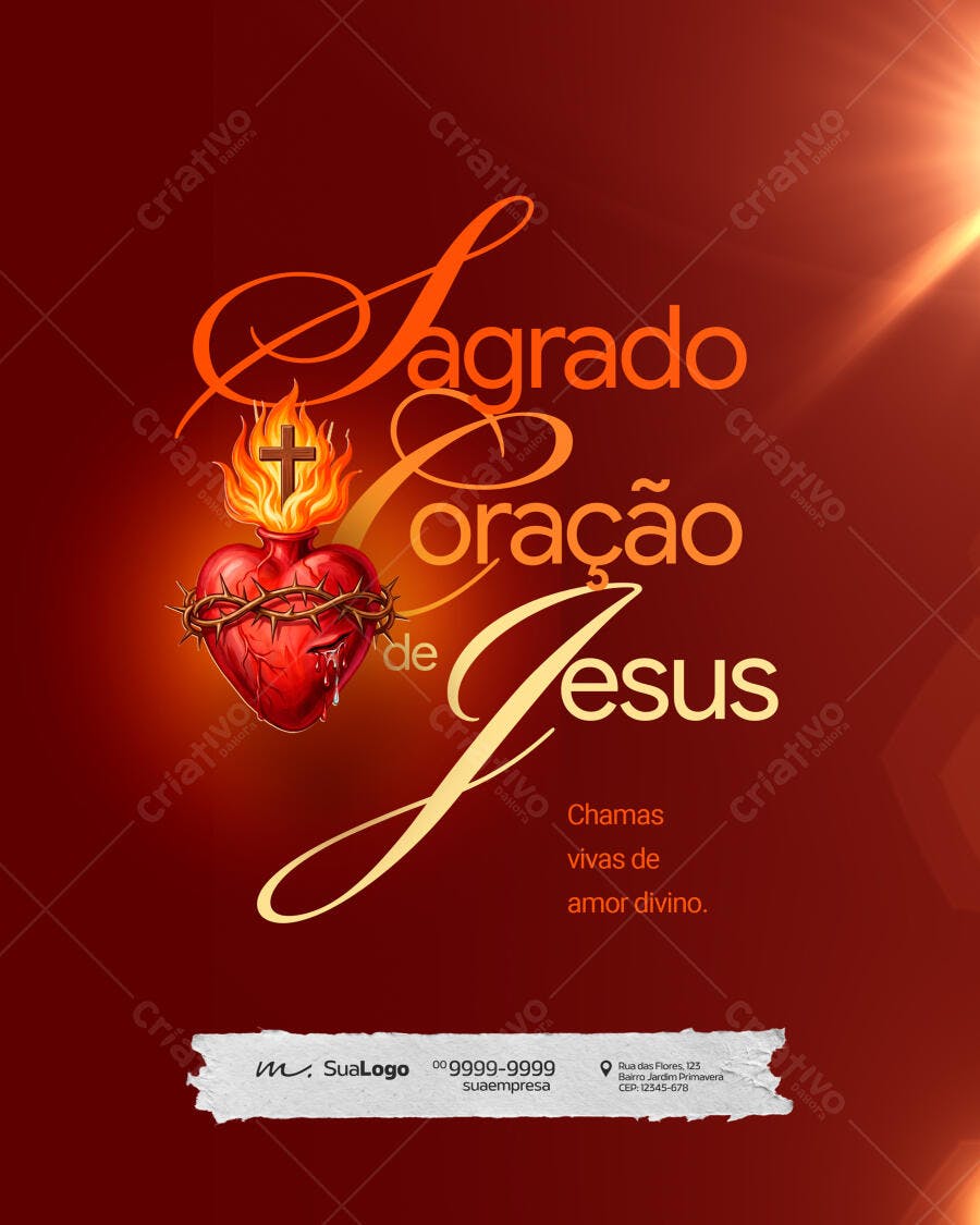 Post Sagrado Coração de Jesus Religioso PSD Editável