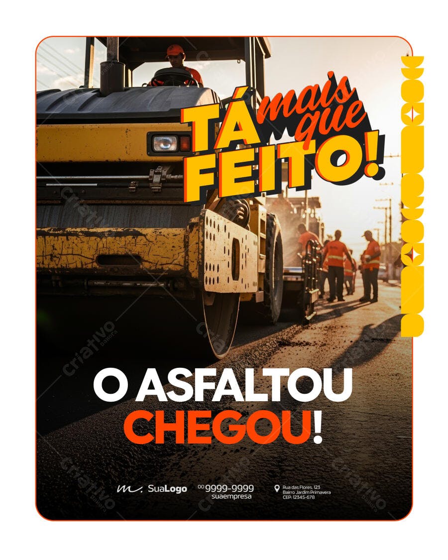 Post Social Media Asfalto Pavimentação Obras PSD Editável