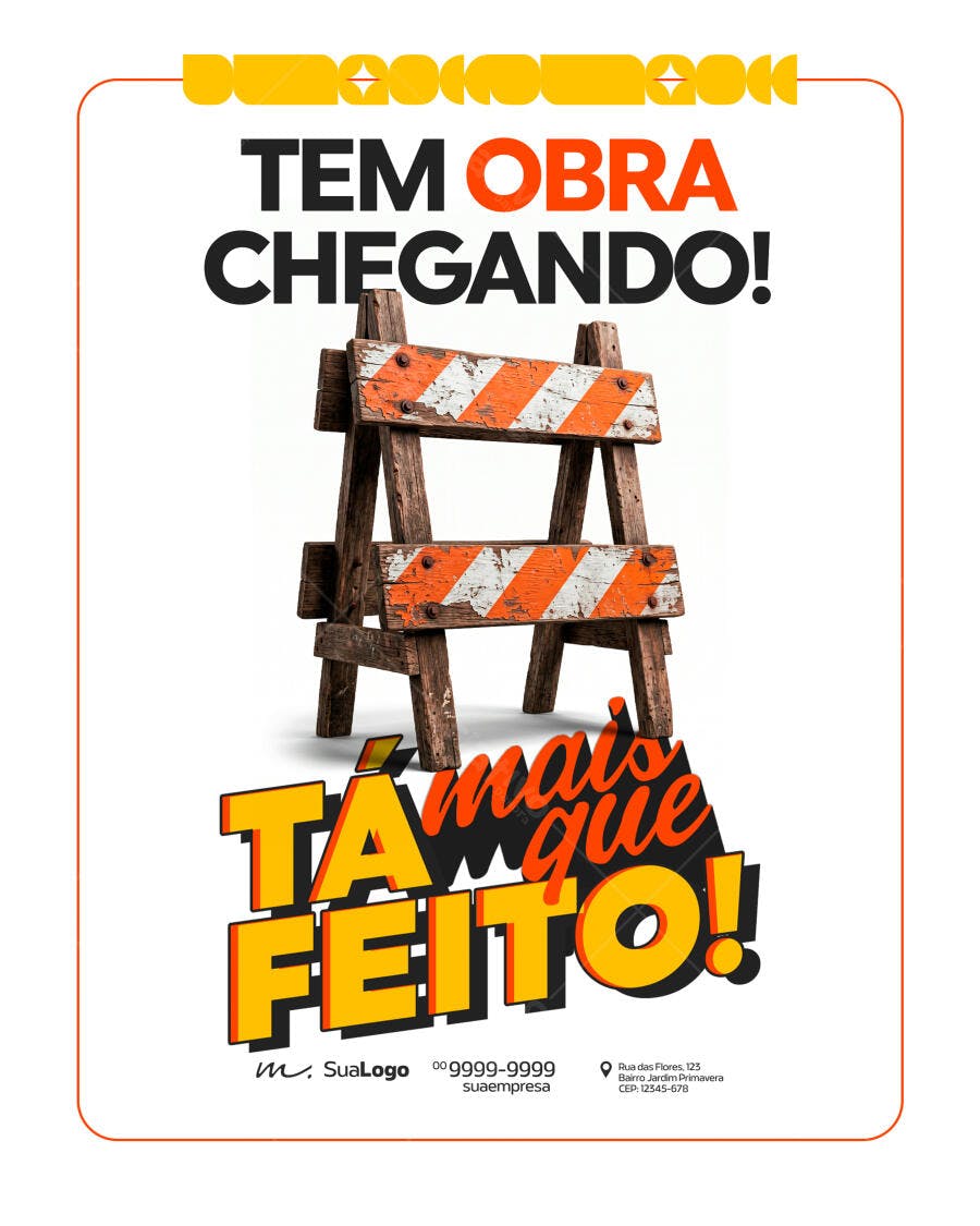 Post Social Media Construção Reforma PSD Editável