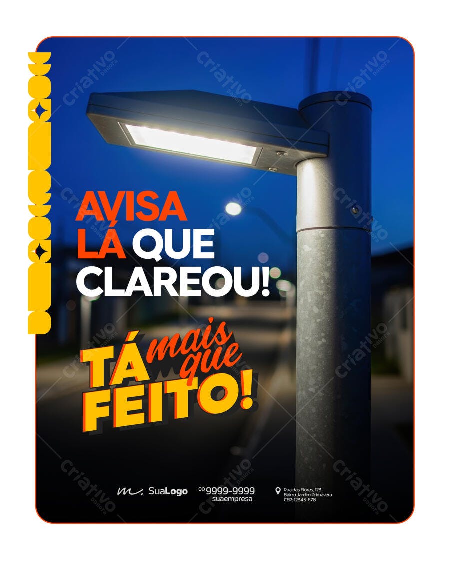 Post Social Media Iluminação Pública Manutenção PSD Editável