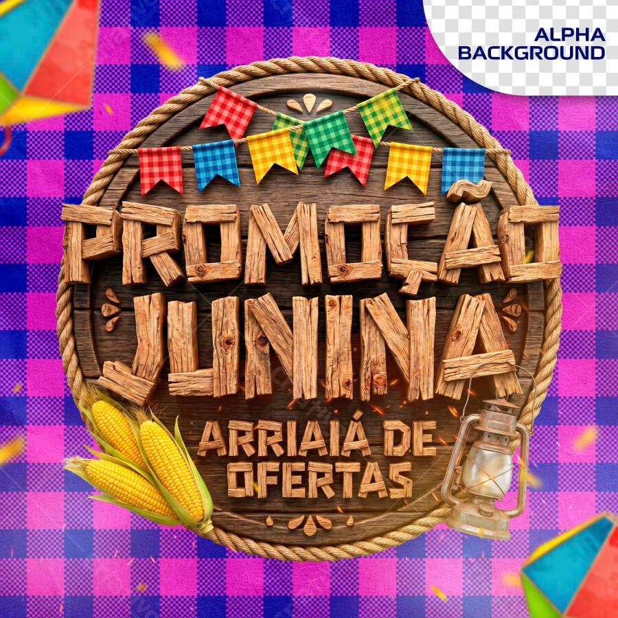 Selo 3D Promoção Junina Arraiá de Ofertas PNG Transparente