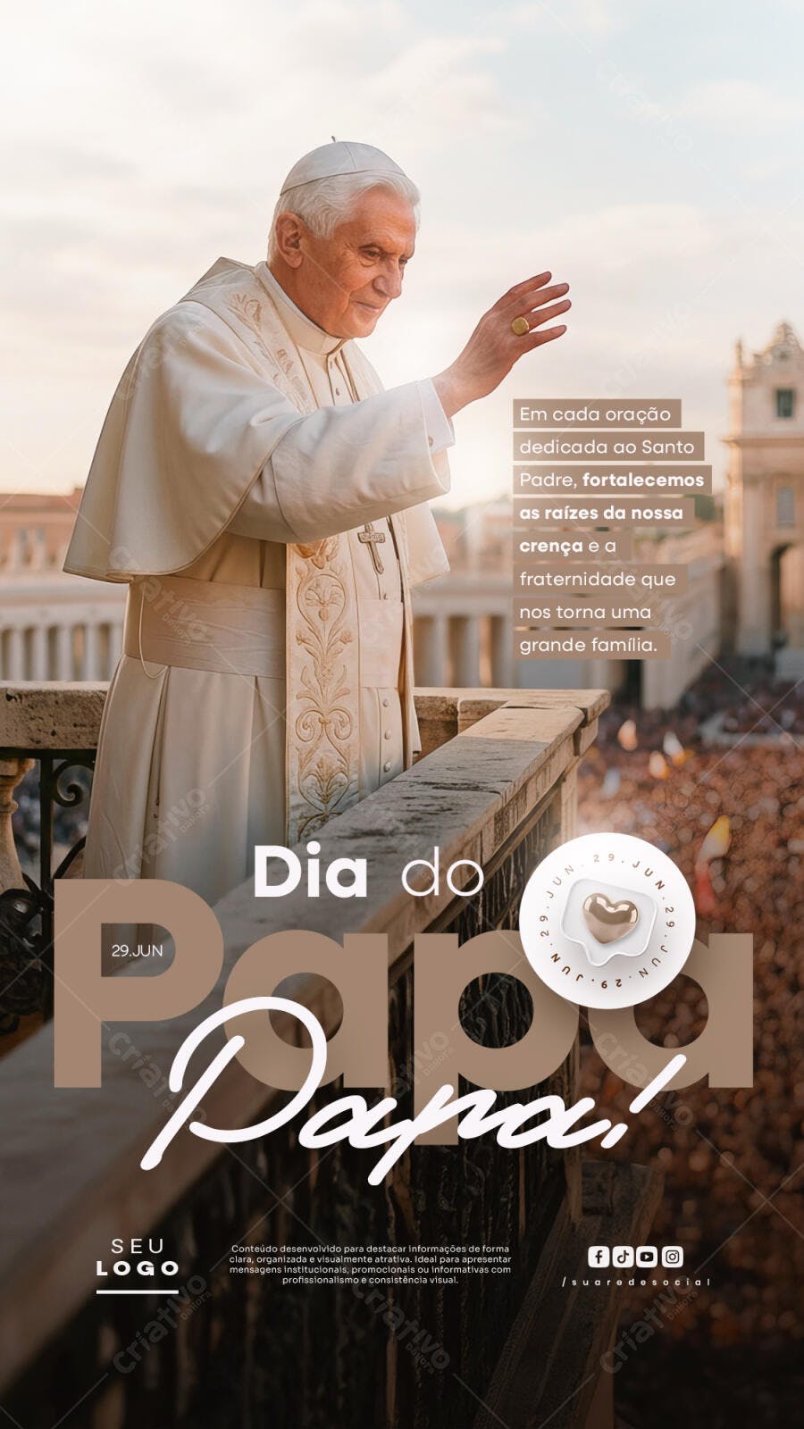 Story Dia do Papa 29 Junho Igreja Católica PSD Editável