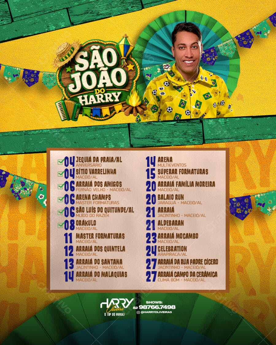 Agenda São João Harry Festa Junina PSD Editável