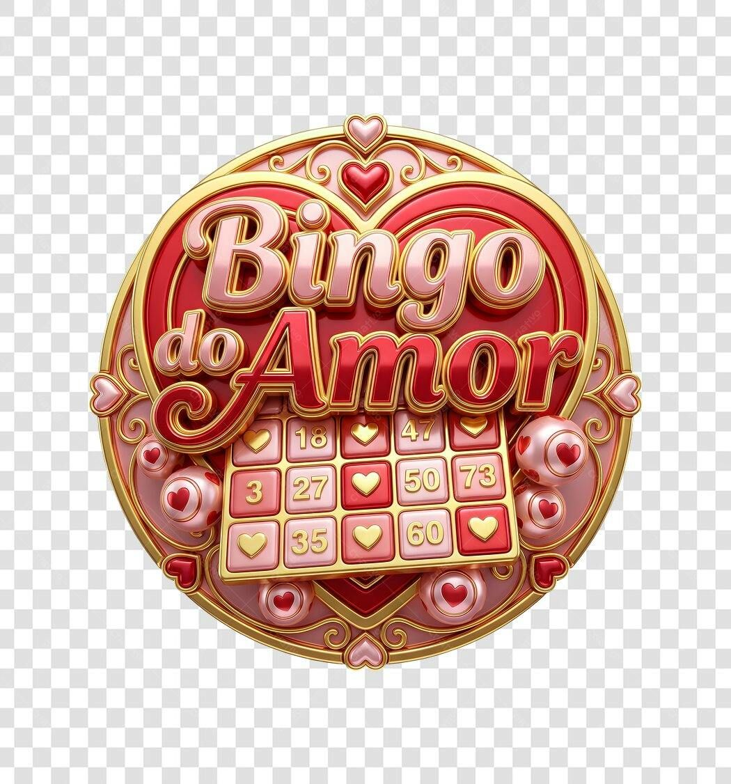 Elemento 3D Bingo do Amor Dia dos Namorados Junho PNG Fundo Transparente