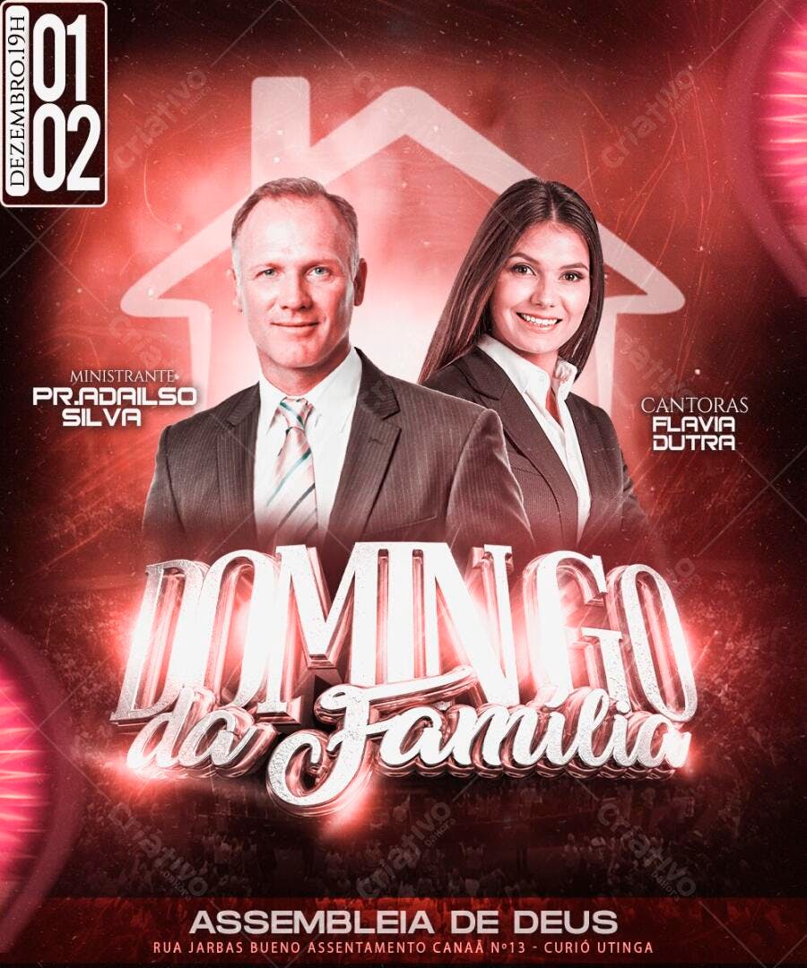 Flyer Domingo da Família Igreja Evangélica PSD Editável