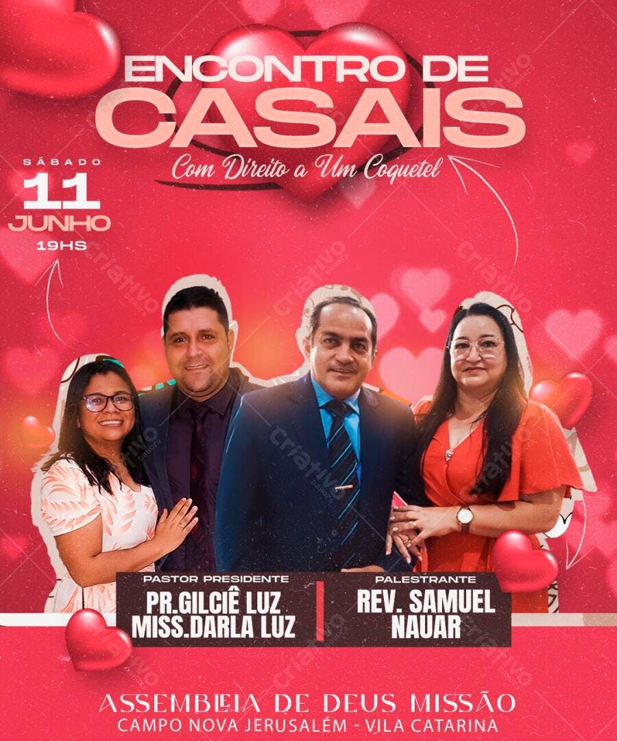 Flyer Encontro de Casais Igreja Junho PSD Editável