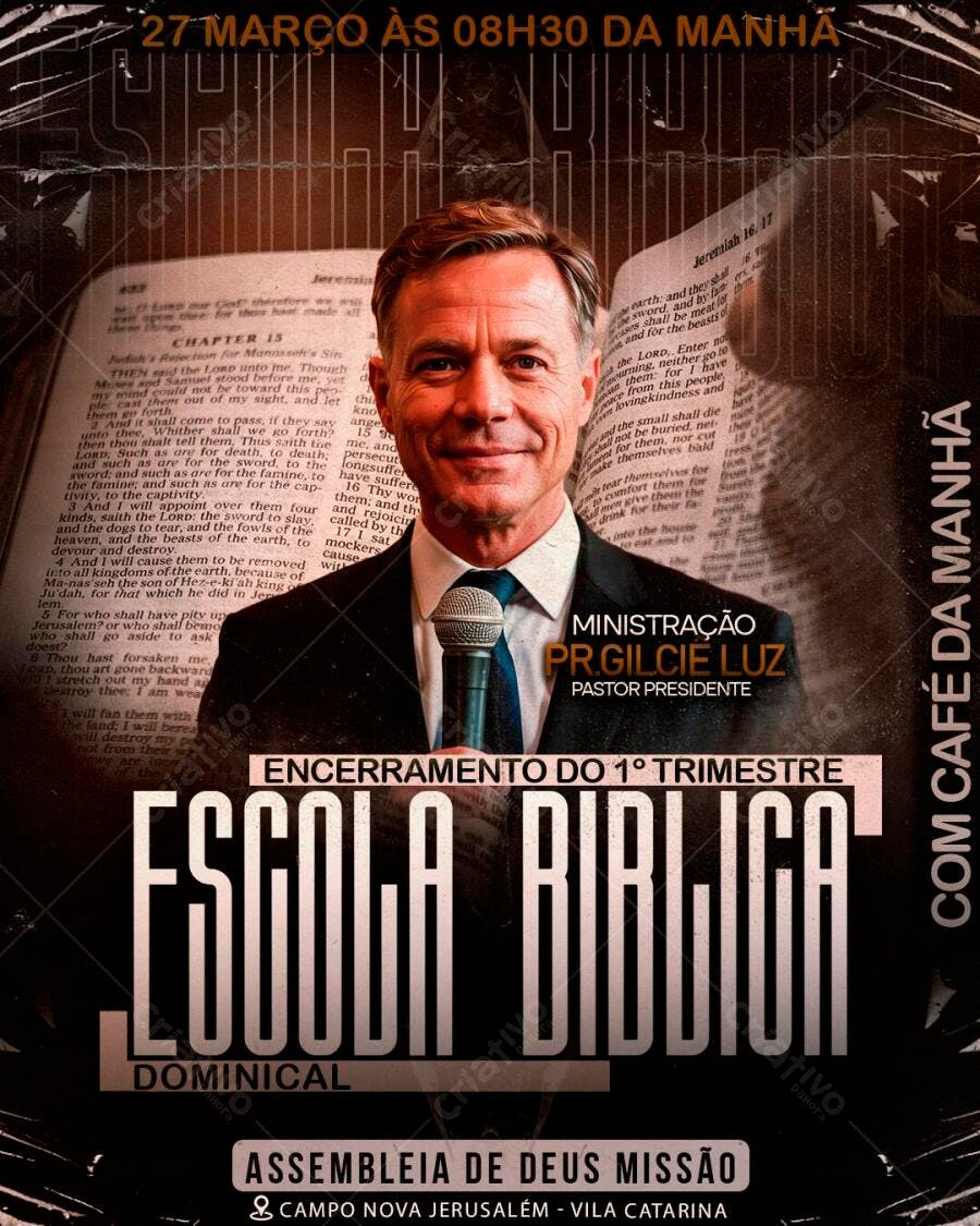 Flyer Escola Bíblica Dominical Igreja PSD Editável