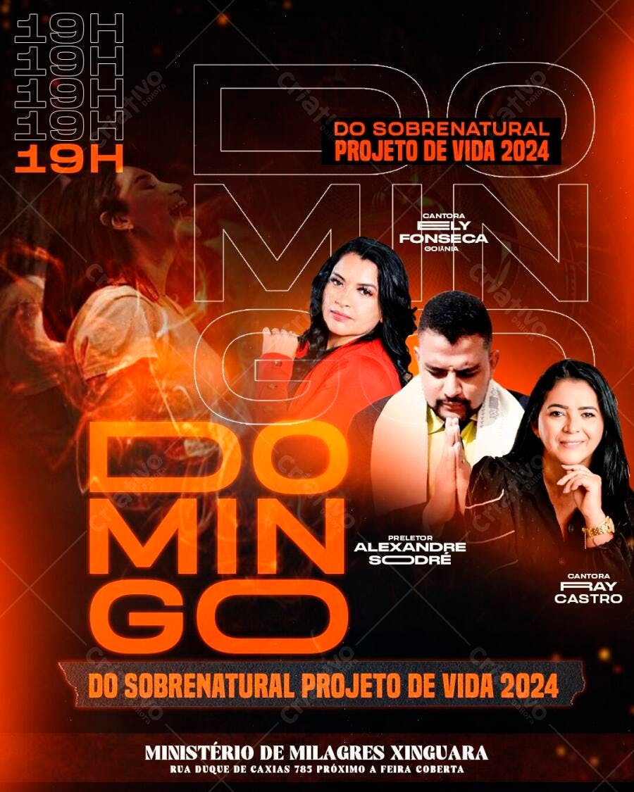 Flyer Evento Religioso Igreja Culto Domingo PSD Editável