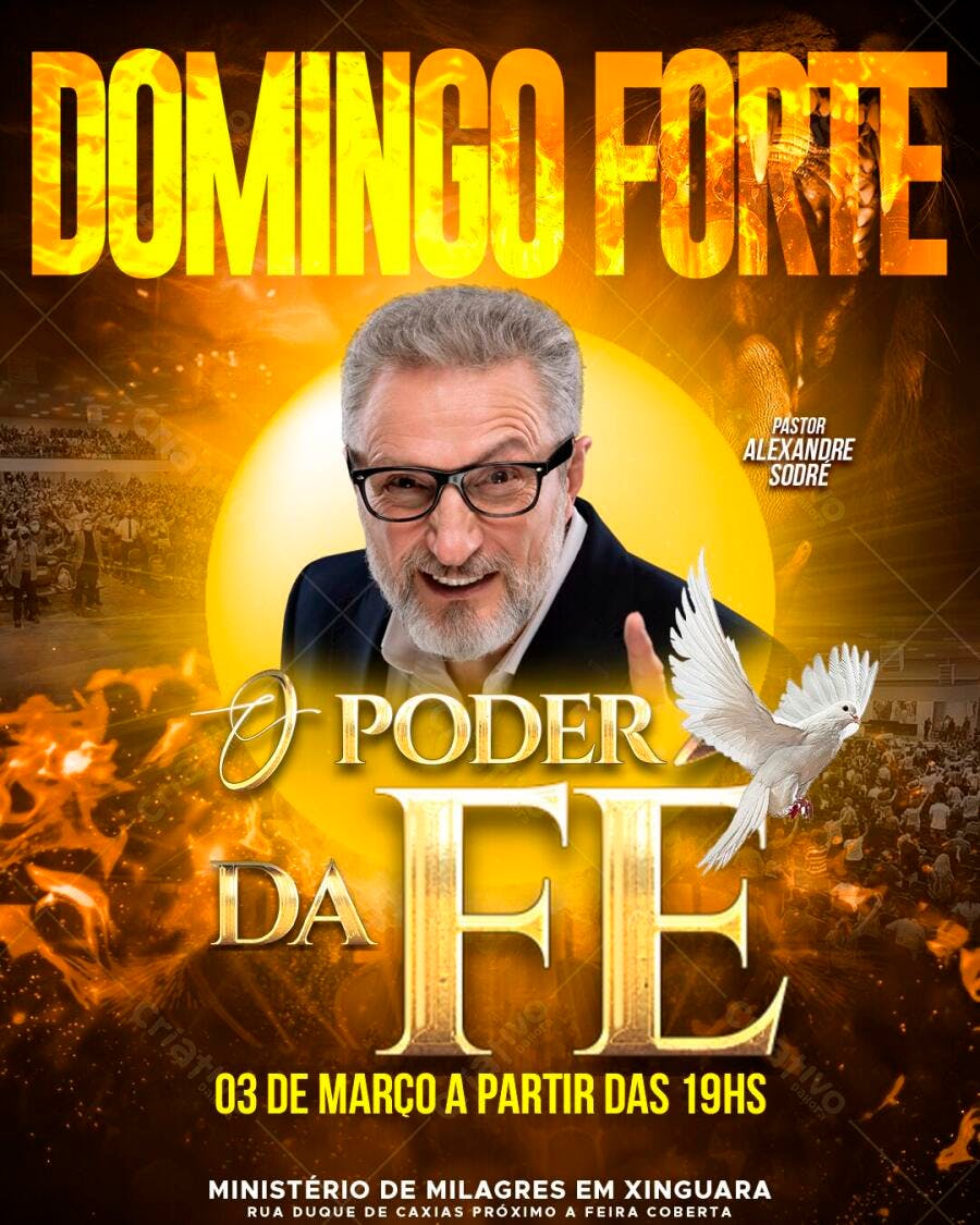 Flyer Evento Religioso O Poder da Fé Março PSD Editável