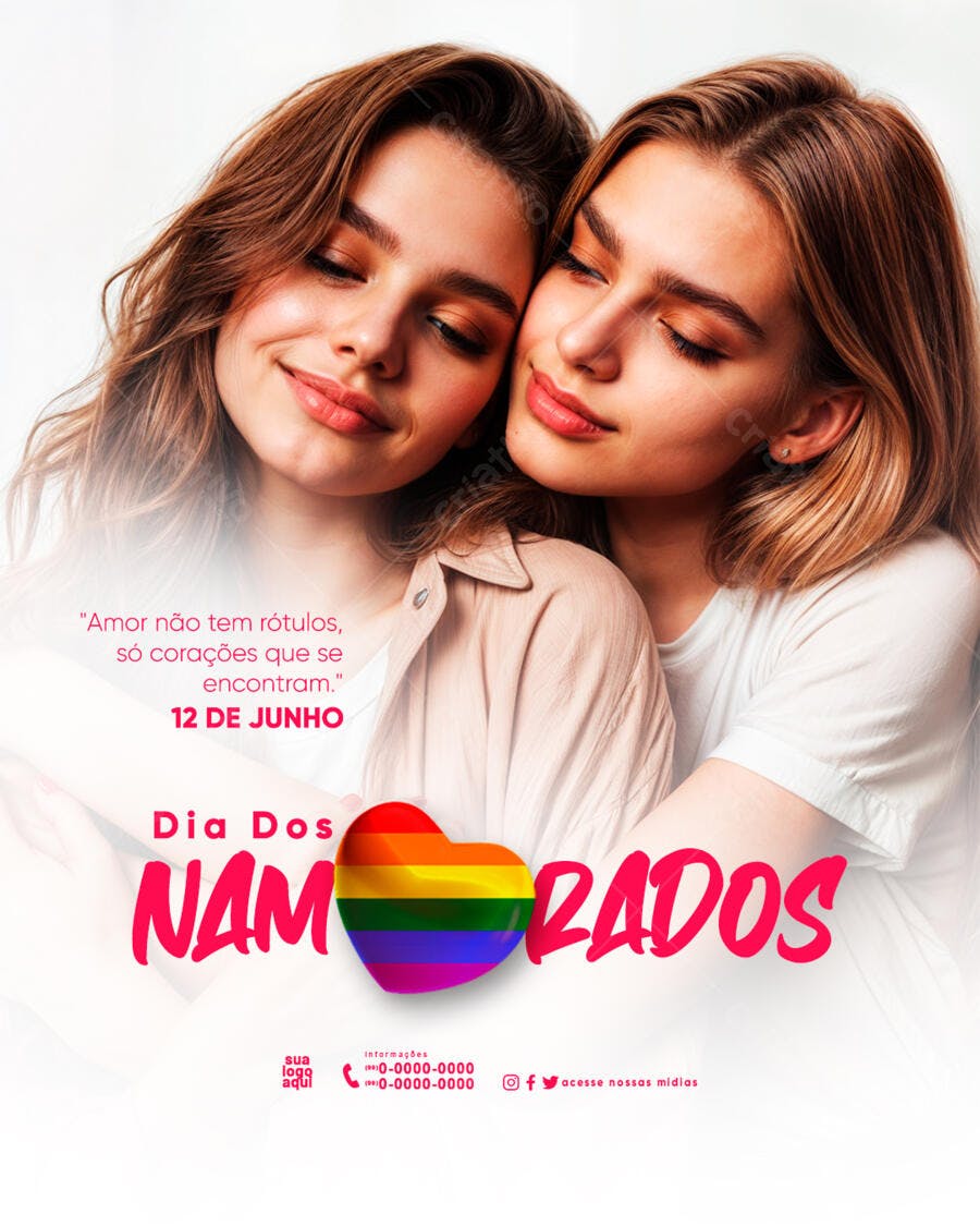 Post Dia dos Namorados 12 de Junho LGBT PSD Editável