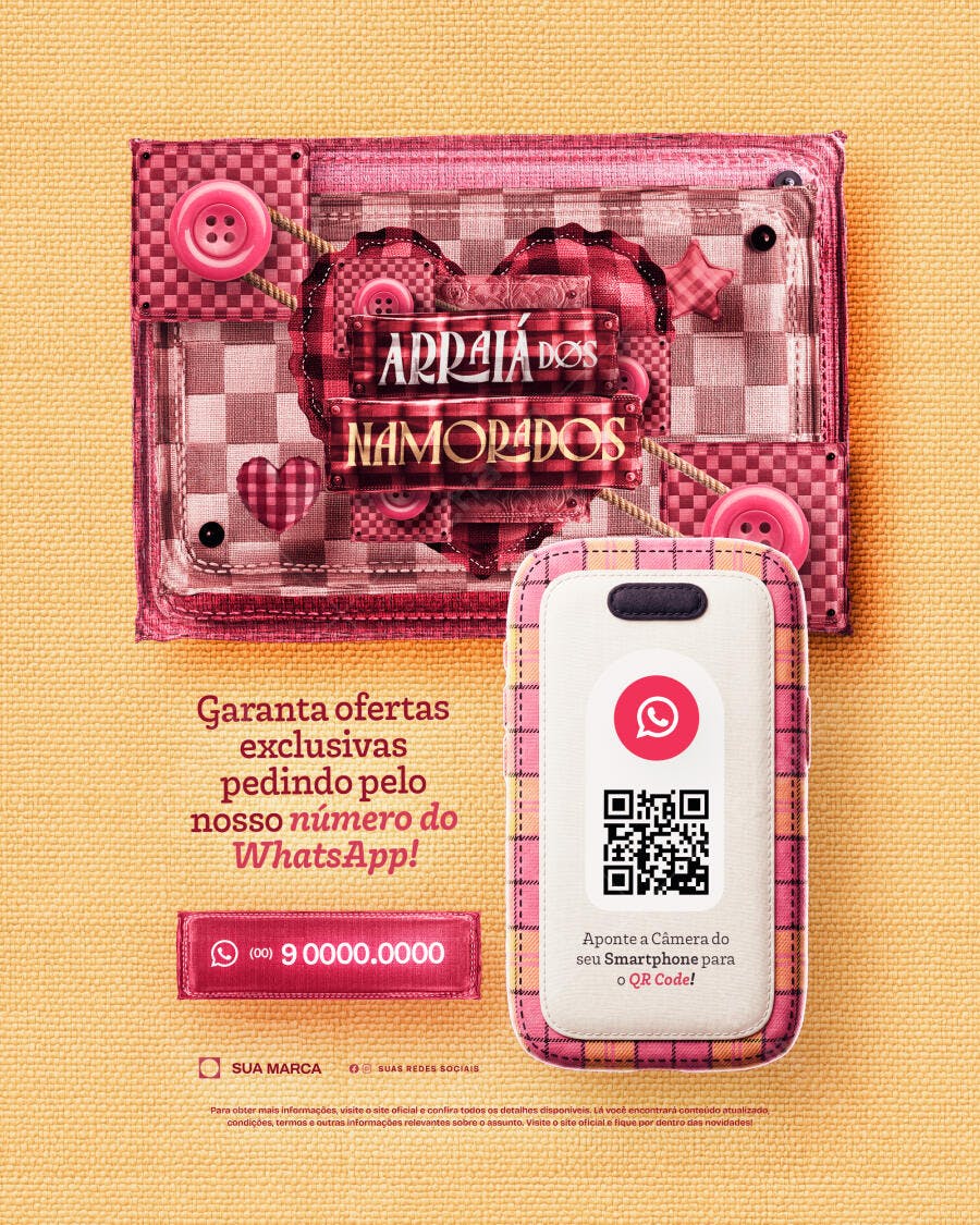 Post Instagram Arraiá dos Namorados Junho PSD Editável