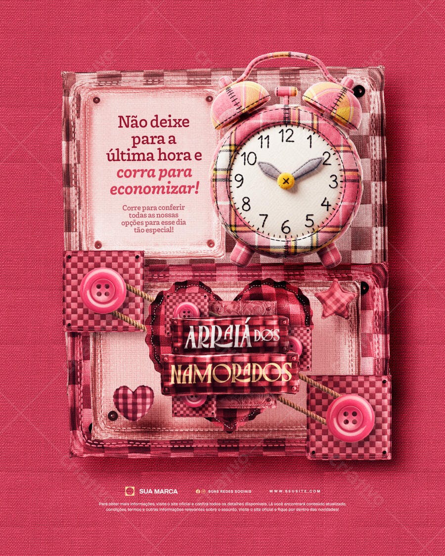 Post Instagram Arraiá dos Namorados Junho PSD Editável