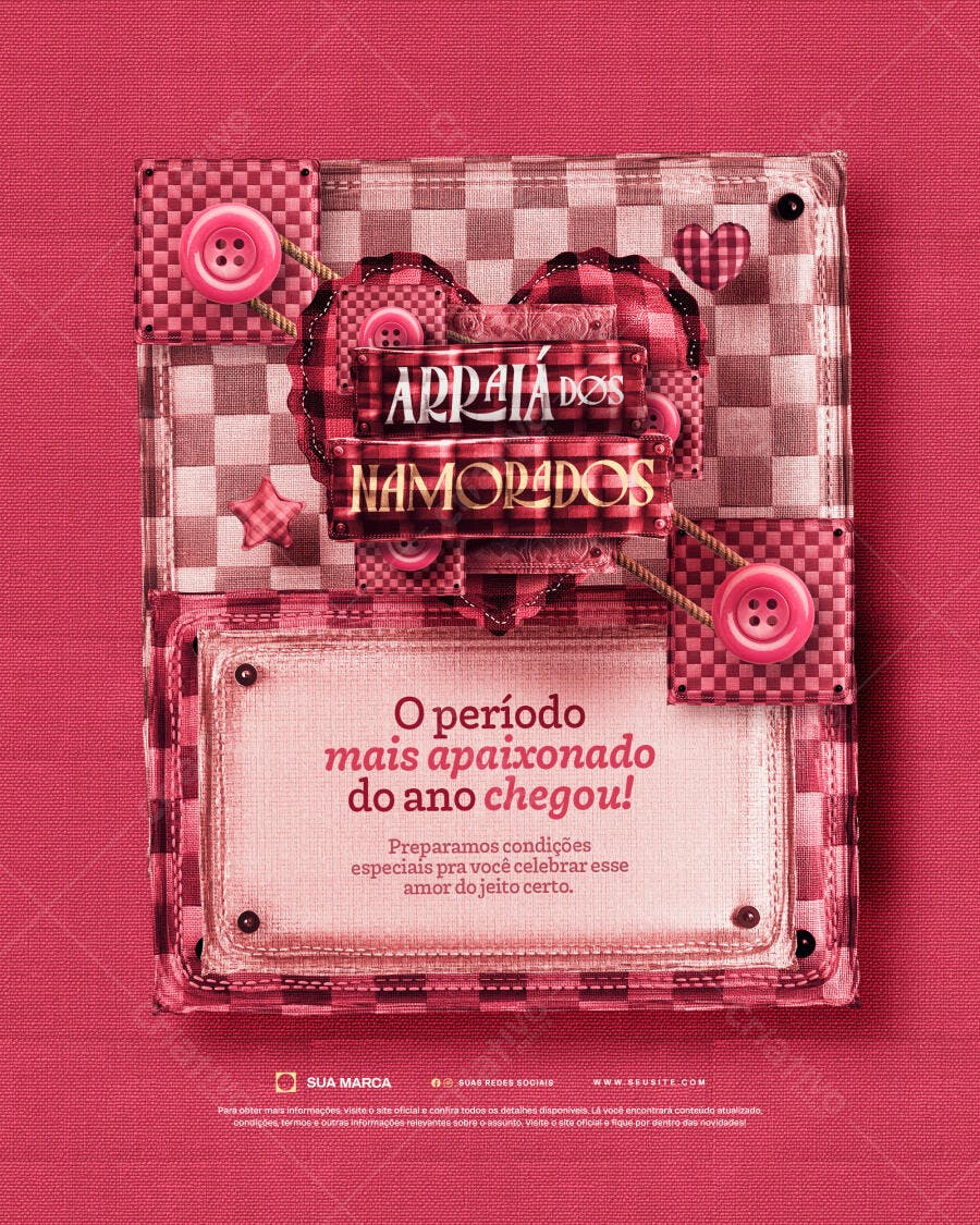 Post Instagram Arraiá dos Namorados PSD Editável