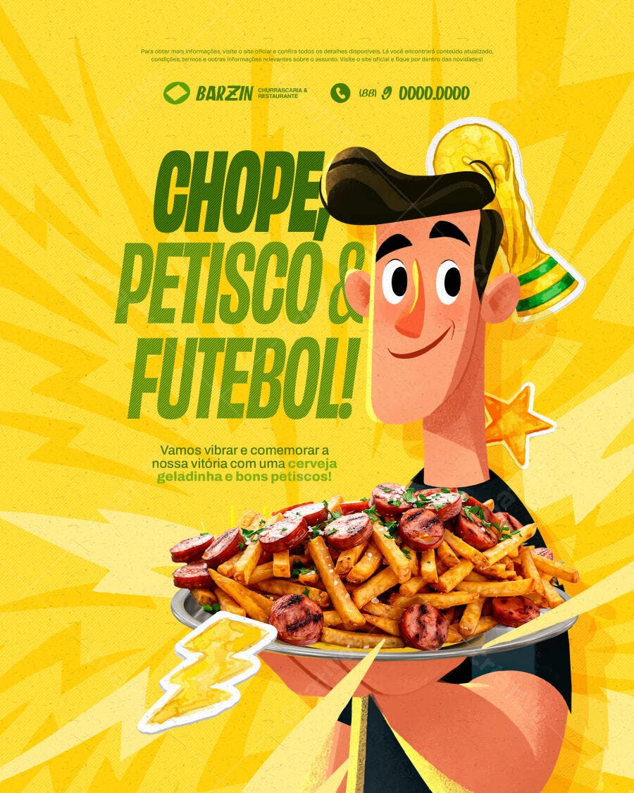 Post Instagram Copa do Mundo Bar Chopp Petisco PSD Editável