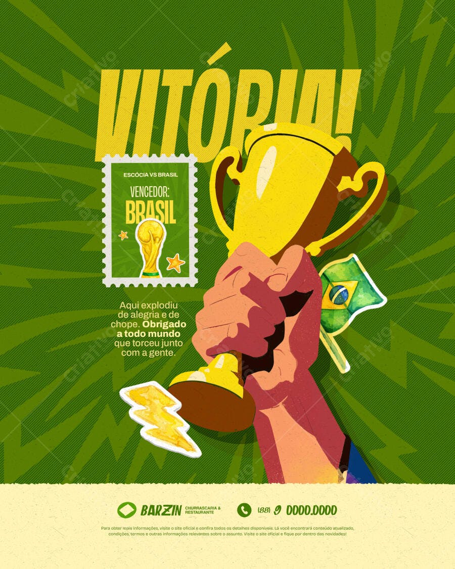 Post Instagram Copa do Mundo Brasil PSD Editável