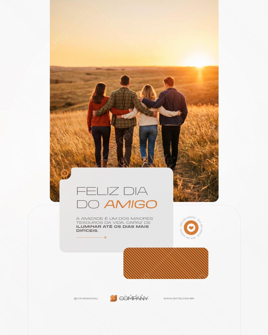 Post Instagram Dia do Amigo Julho PSD Editável