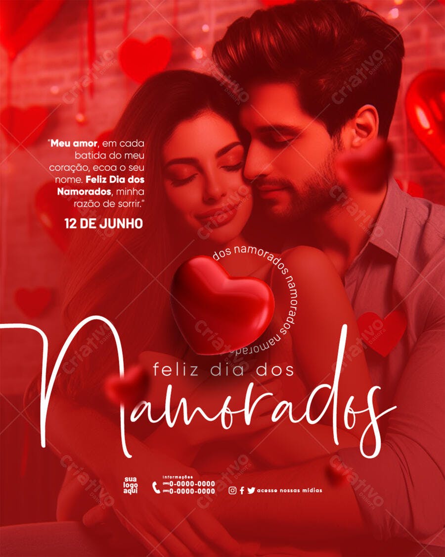 Post Instagram Dia dos Namorados 12 de Junho PSD Editável