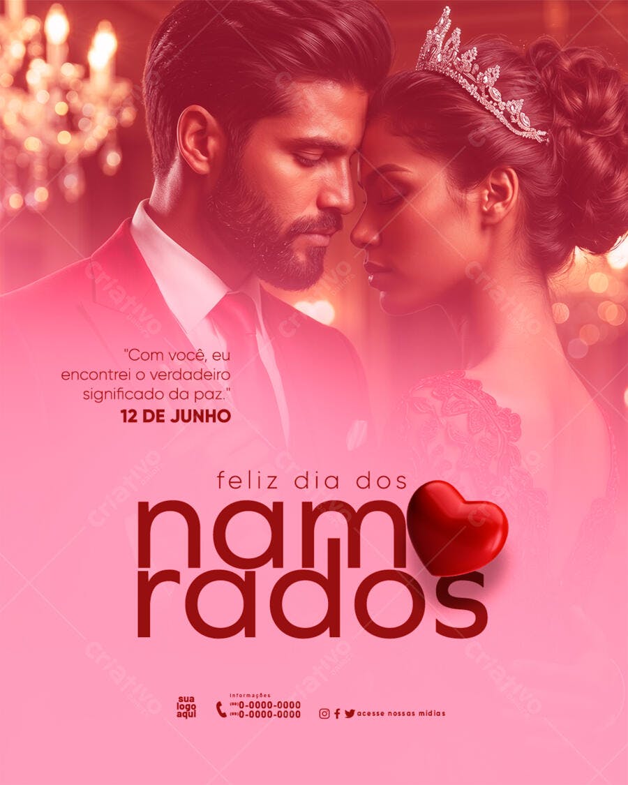 Post Instagram Dia dos Namorados 12 de Junho PSD Editável