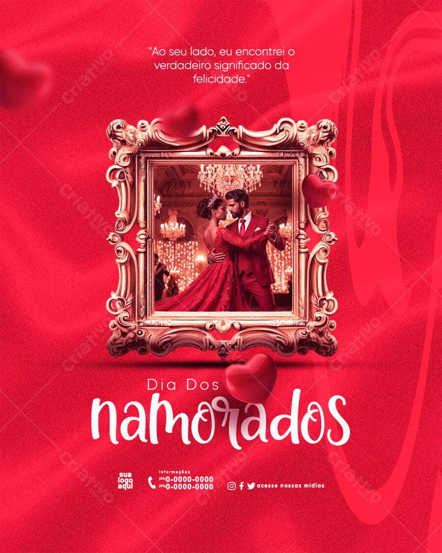 Post Instagram Dia dos Namorados Casal Romântico PSD Editável