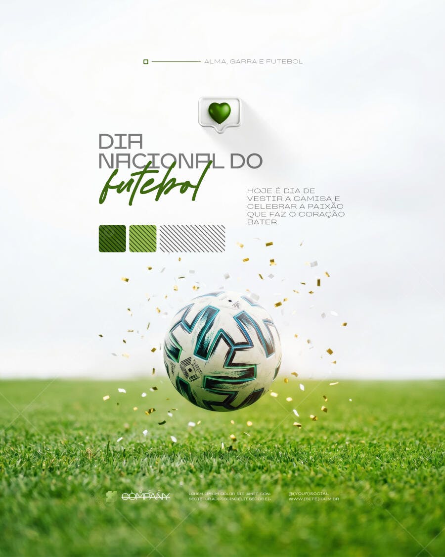 Post Instagram Dia Nacional do Futebol PSD Editável
