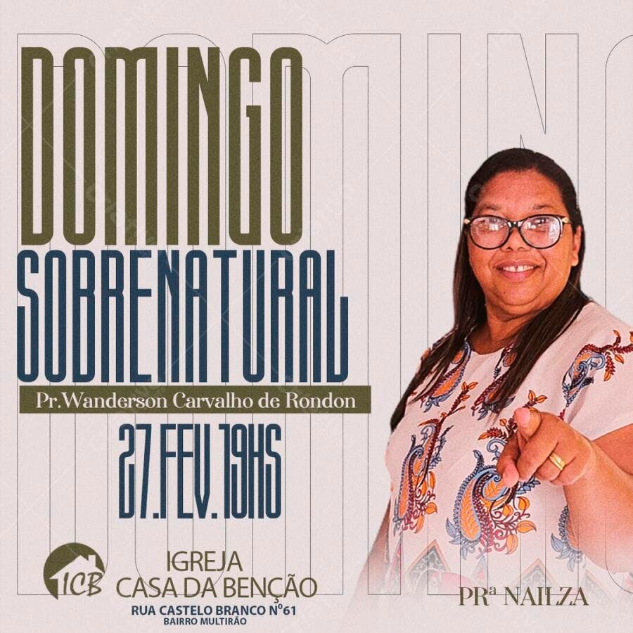 Post Instagram Igreja Evento Domingo Sobrenatural PSD Editável