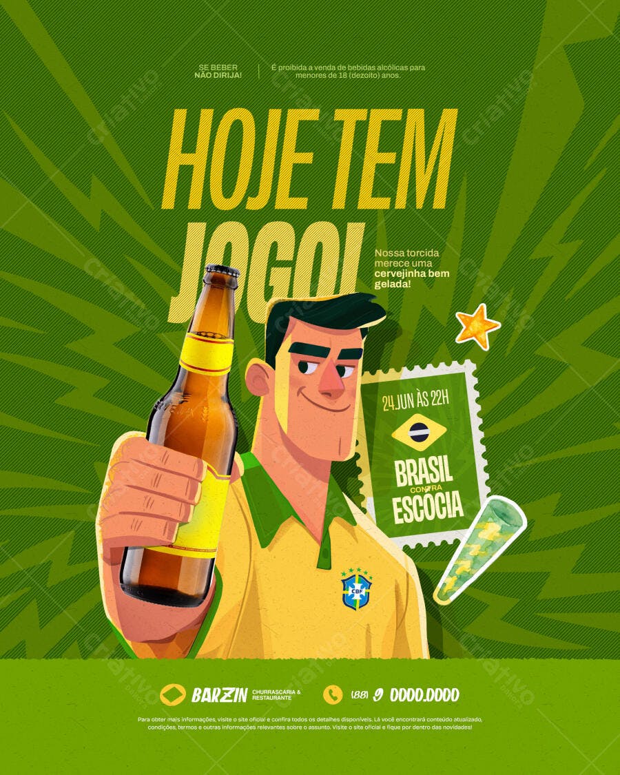 Post Instagram Jogo de Futebol Brasil PSD Editável