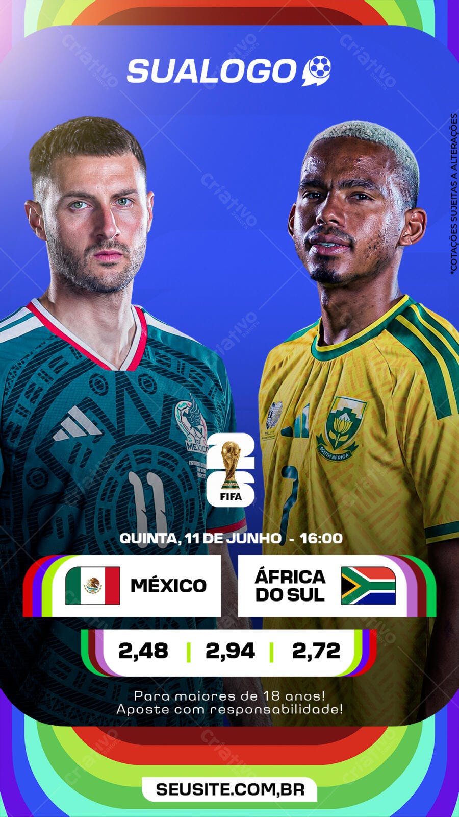 Post Instagram Jogo Futebol Copa Junho PSD Editável