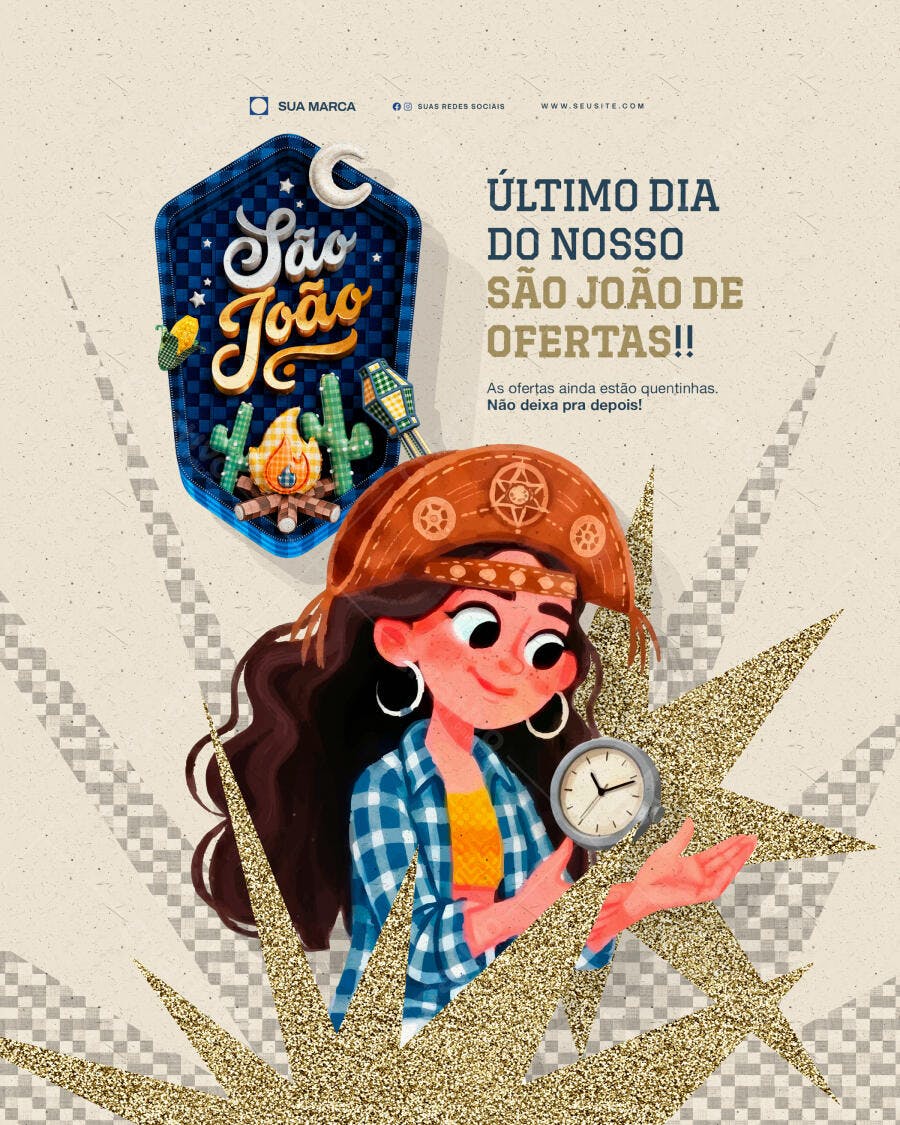 Post Instagram São João Ofertas Junho PSD Editável