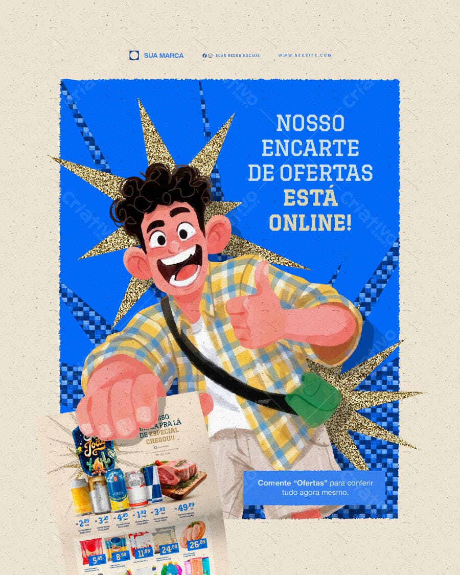 Post Instagram Supermercado Encarte Ofertas PSD Editável