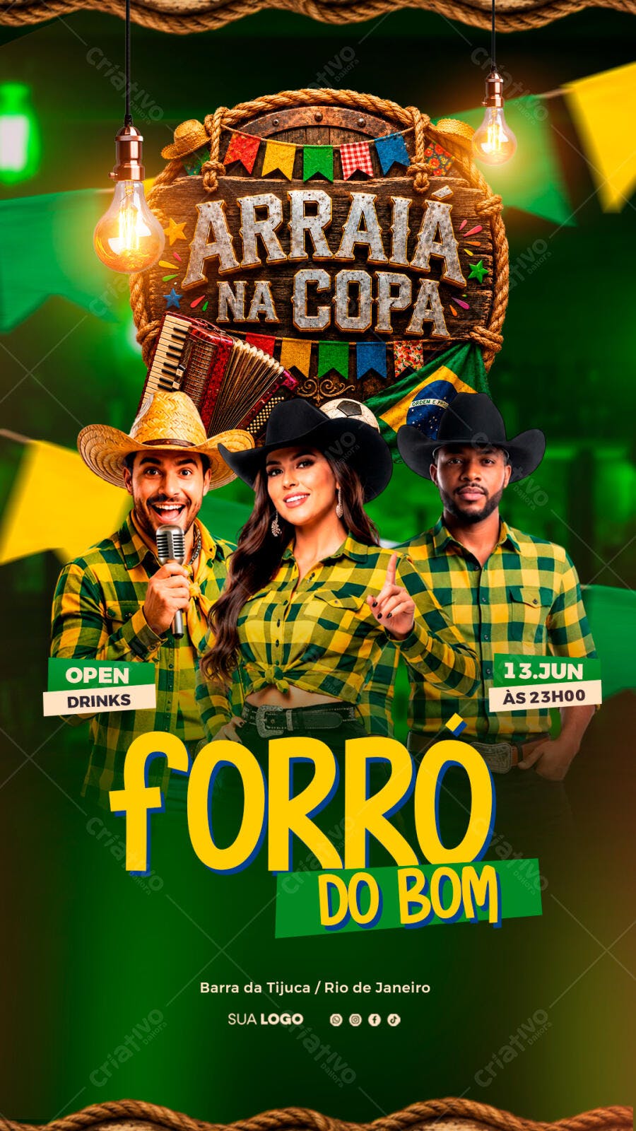 Story Instagram Arraial na Copa Festa Junina Forró PSD Editável