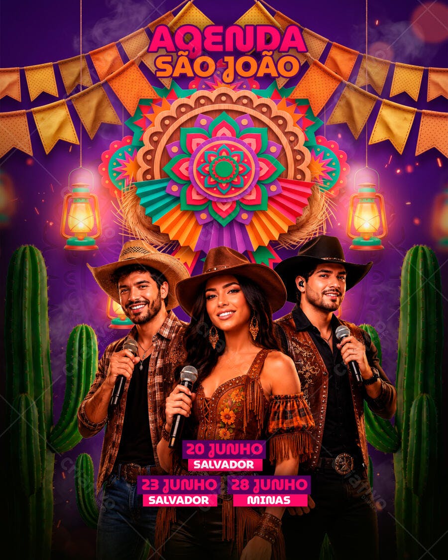 Agenda São João Festa Junina Evento Musical PSD Editável