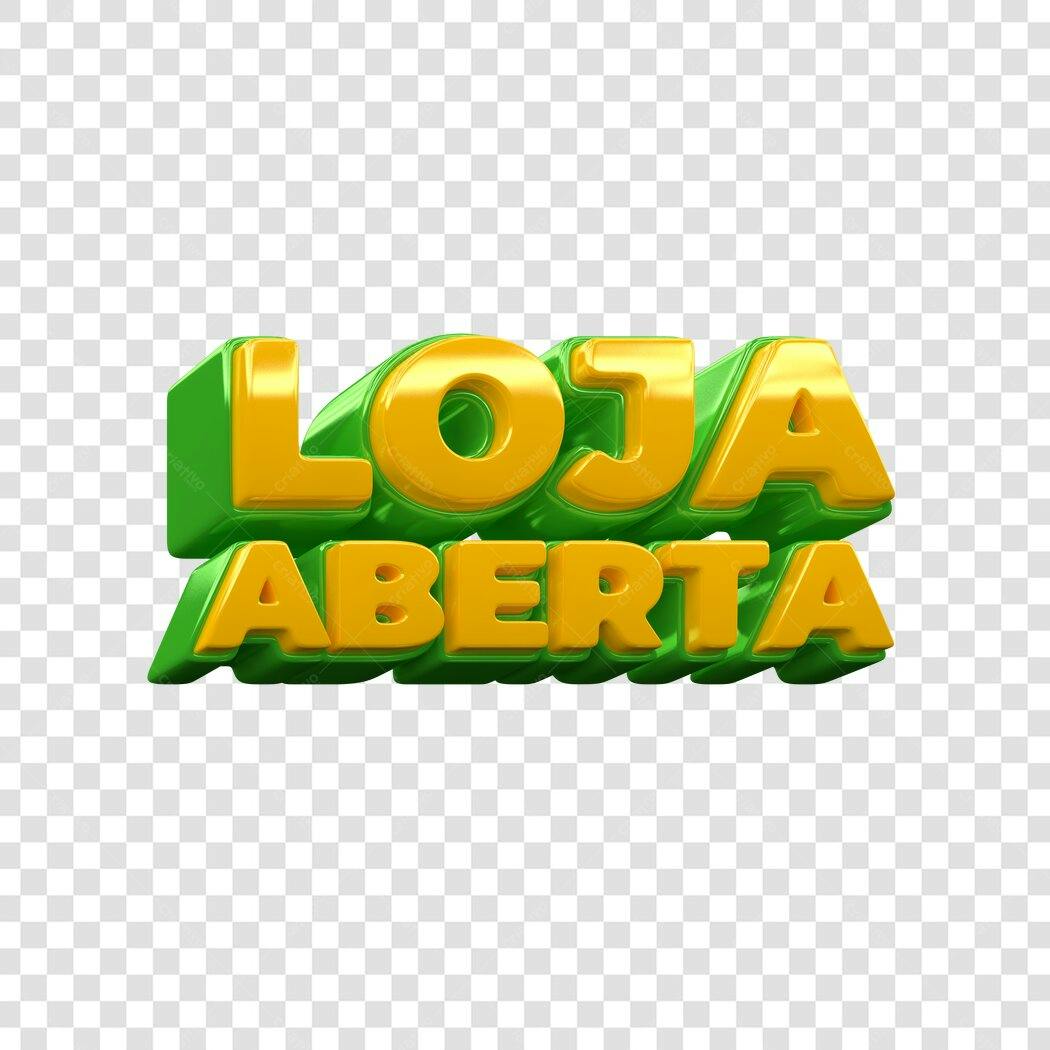 Elemento 3D Loja Aberta Verde Amarelo PNG Fundo Transparente