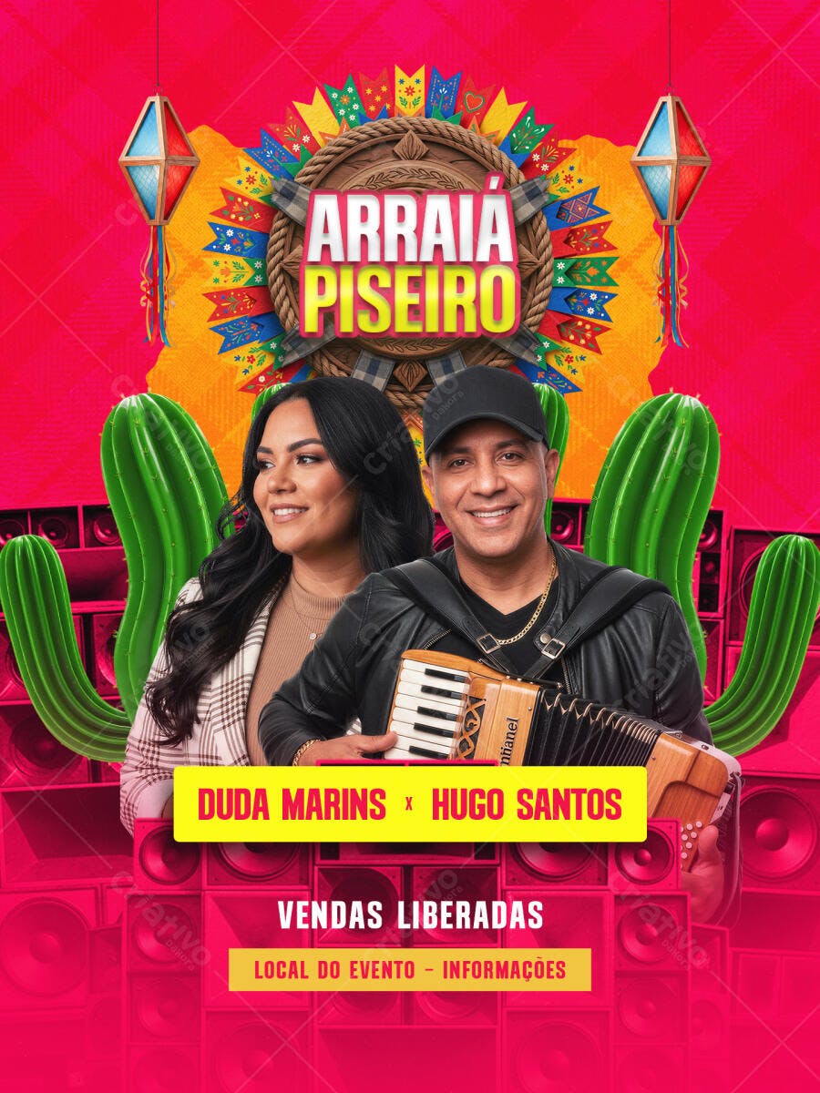 Flyer Arraiá Piseiro Festa Junina PSD Editável