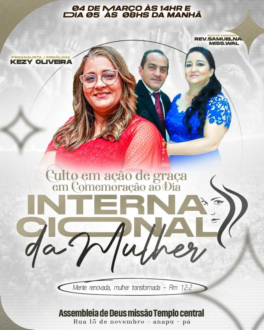 Flyer Dia Internacional da Mulher 8 de Março PSD Editável