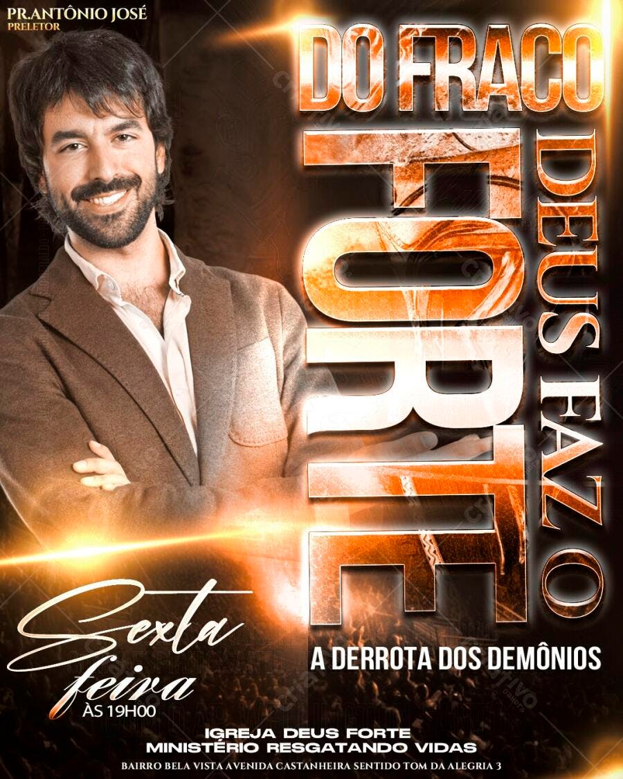 Flyer Evento Religioso Igreja Deus Forte PSD Editável