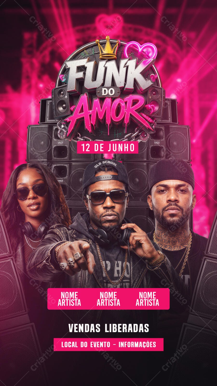 Flyer Funk do Amor Dia dos Namorados 12 de Junho PSD Editável
