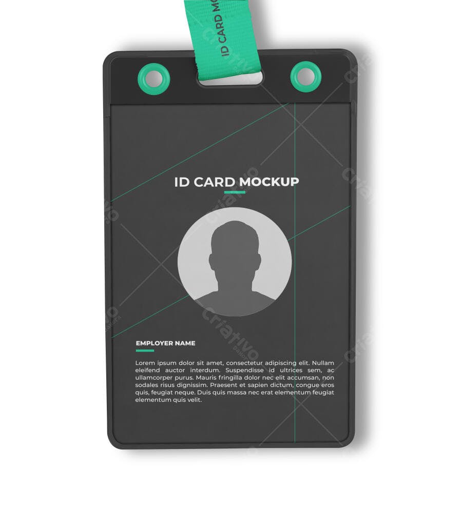 Mockup Cartão de Identificação Crachá Fundo Branco Editável
