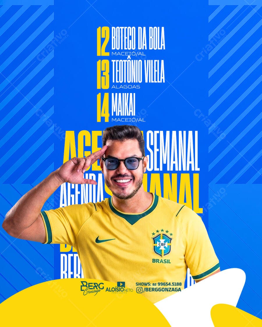 Post Instagram Agenda Semanal Cantor Sertanejo PSD Editável