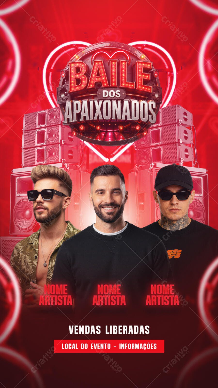 Post Instagram Baile dos Apaixonados Evento PSD Editável