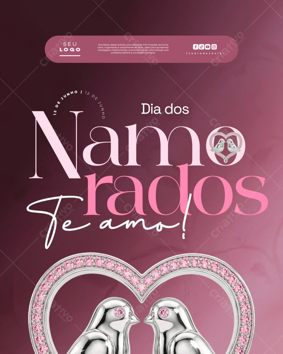 Post Instagram Dia dos Namorados 12 de Junho PSD Editável