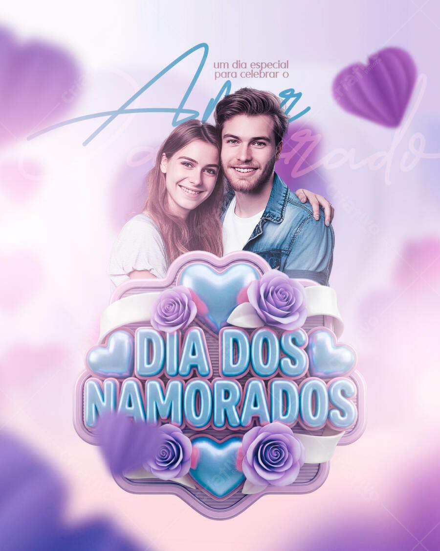 Post Instagram Dia dos Namorados Casal PSD Editável