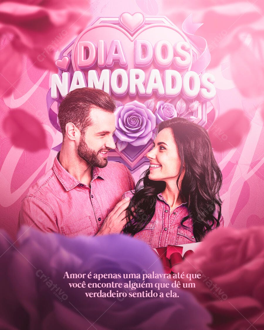 Post Instagram Dia dos Namorados Casal Romântico PSD Editável