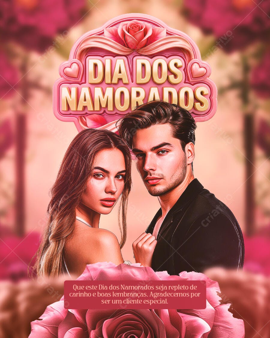 Post Instagram Dia dos Namorados Casal Romântico PSD Editável