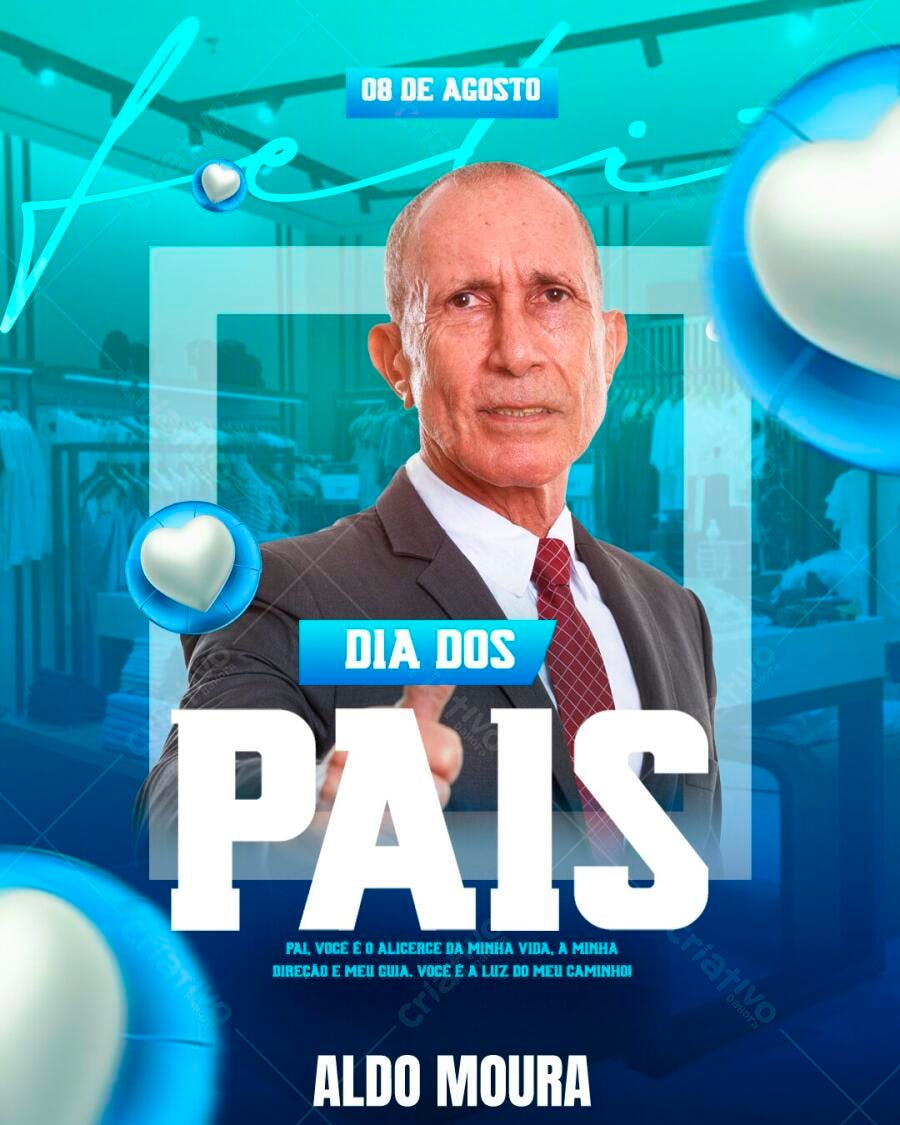 Post Instagram Dia dos Pais Agosto PSD Editável