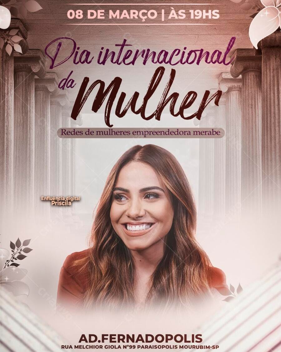 Post Instagram Dia Internacional da Mulher 8 de Março PSD Editável
