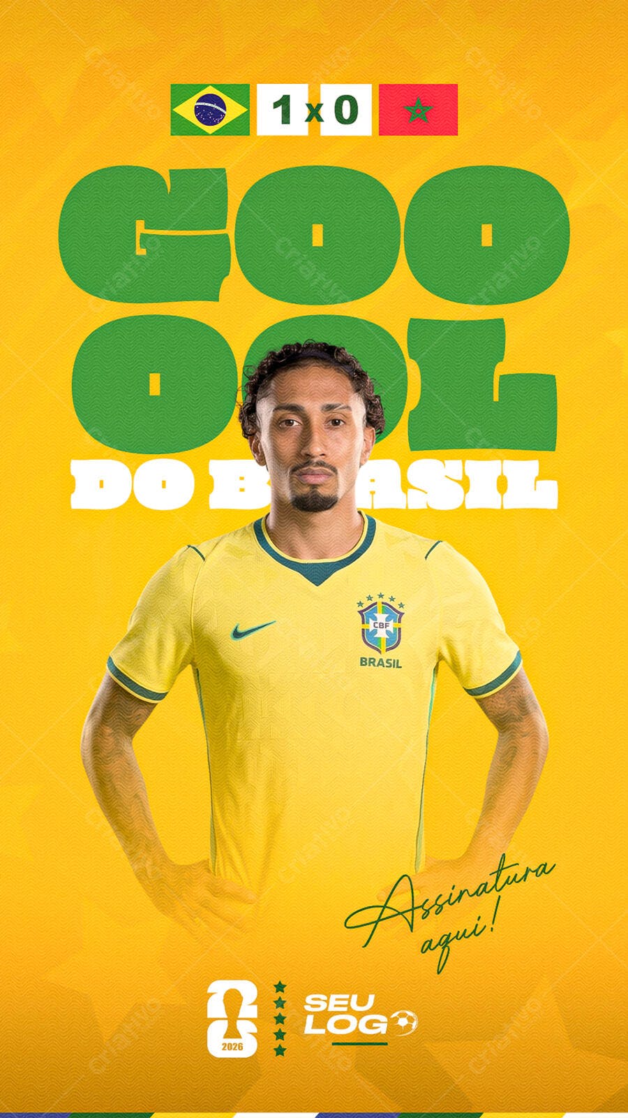 Post Instagram Futebol Brasil Gol PSD Editável