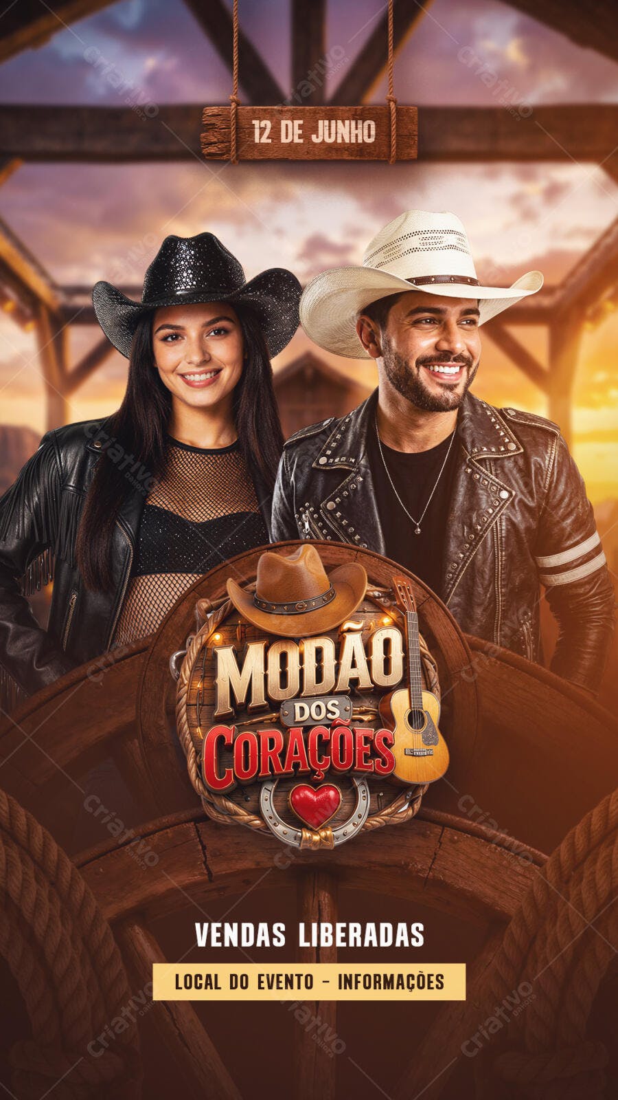 Story Instagram Modão dos Corações 12 de Junho PSD Editável